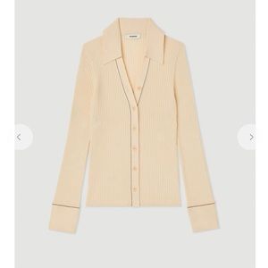 Sandro Topstitched fine knit cardigan with buttons & split sleeve French style
